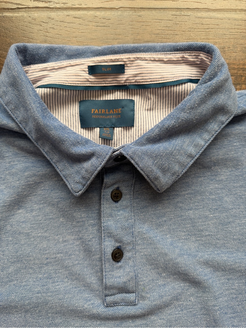 Fairlane Men's XXL Tall Slim Fit Light Blue Polo Shirt Heater Blue Cotton Blend
